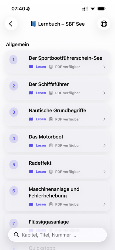 Lernbuch SBF See in der App