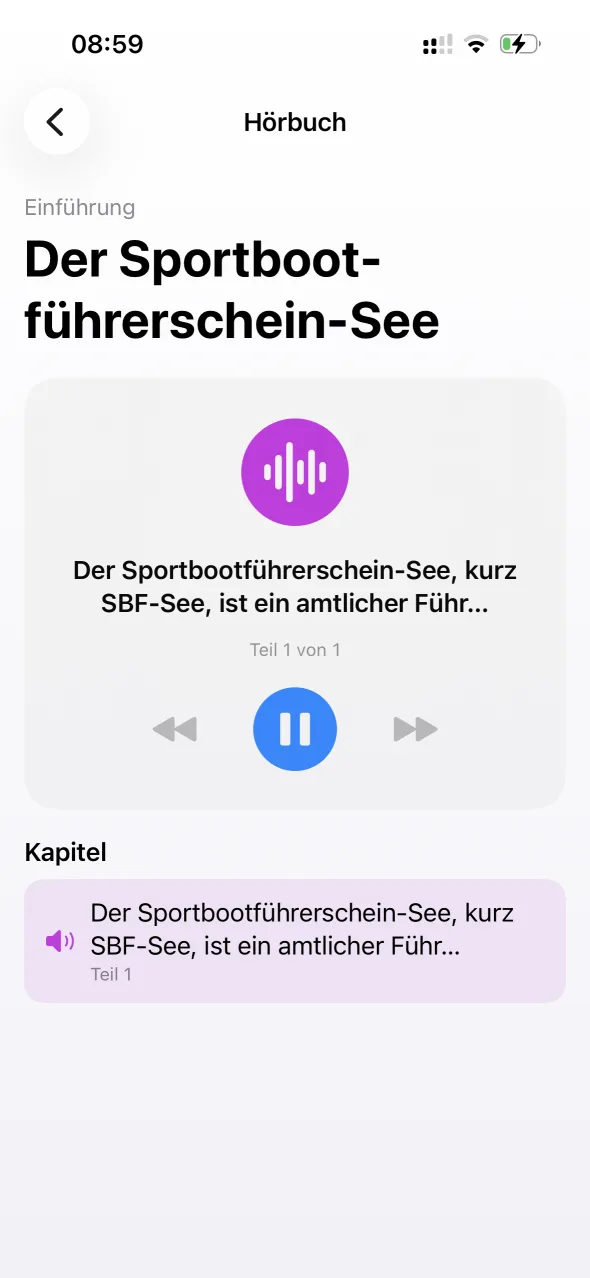 Hörbuch-Player in der NautikAkademie App